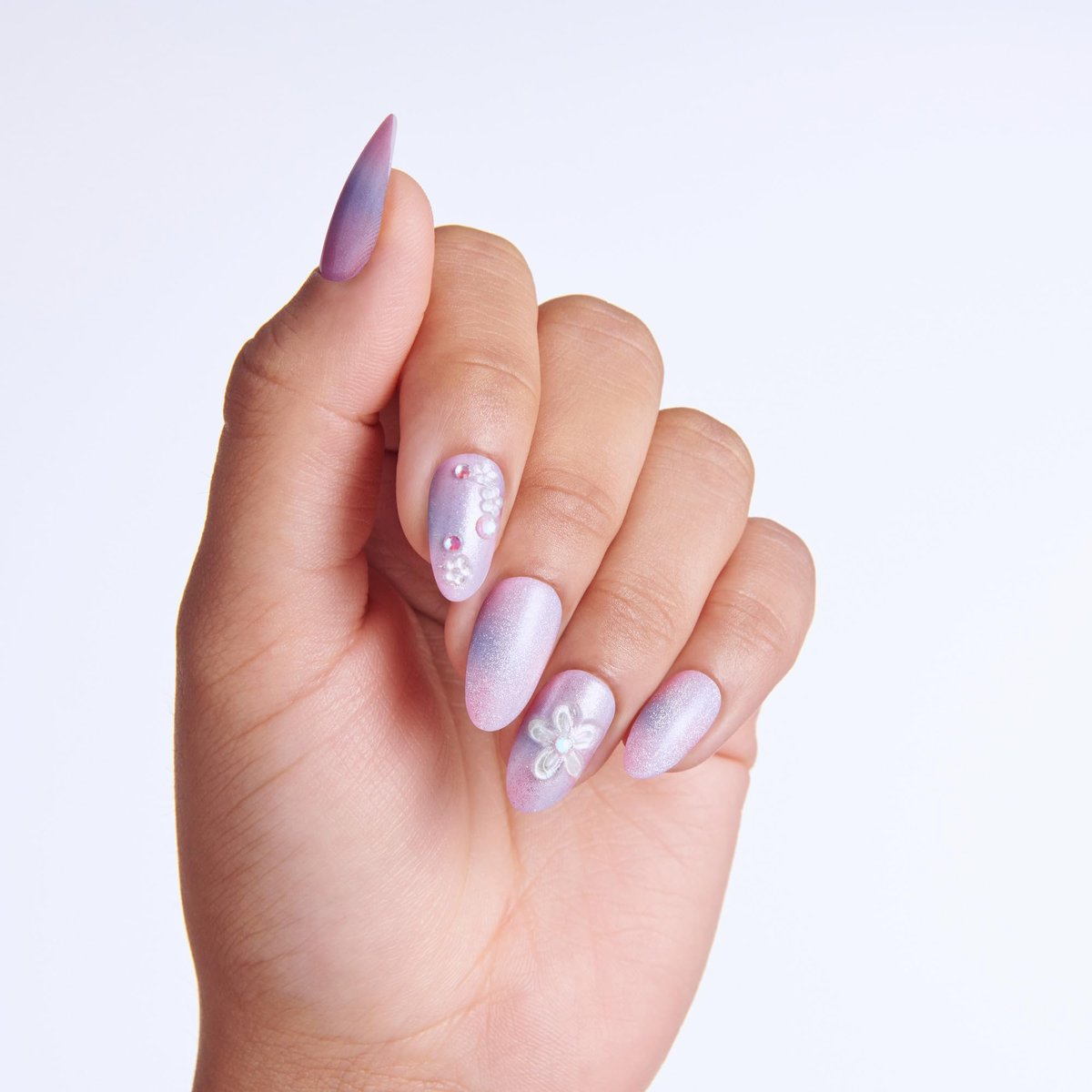 Kiss imPRESS No Glue Mani Press On Nails, 'Pick Me First' Design, Pink, Medium Oval, 30 Nails with Prep Pad, Stick & File Avelisse