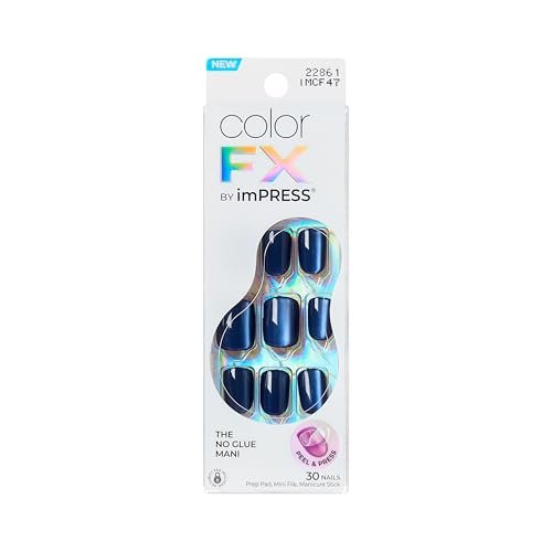 Kiss imPRESS ColorFX Velvet Romance No Glue Press On Nails - Short Purple Squoval - 30 Nails - görsel 2