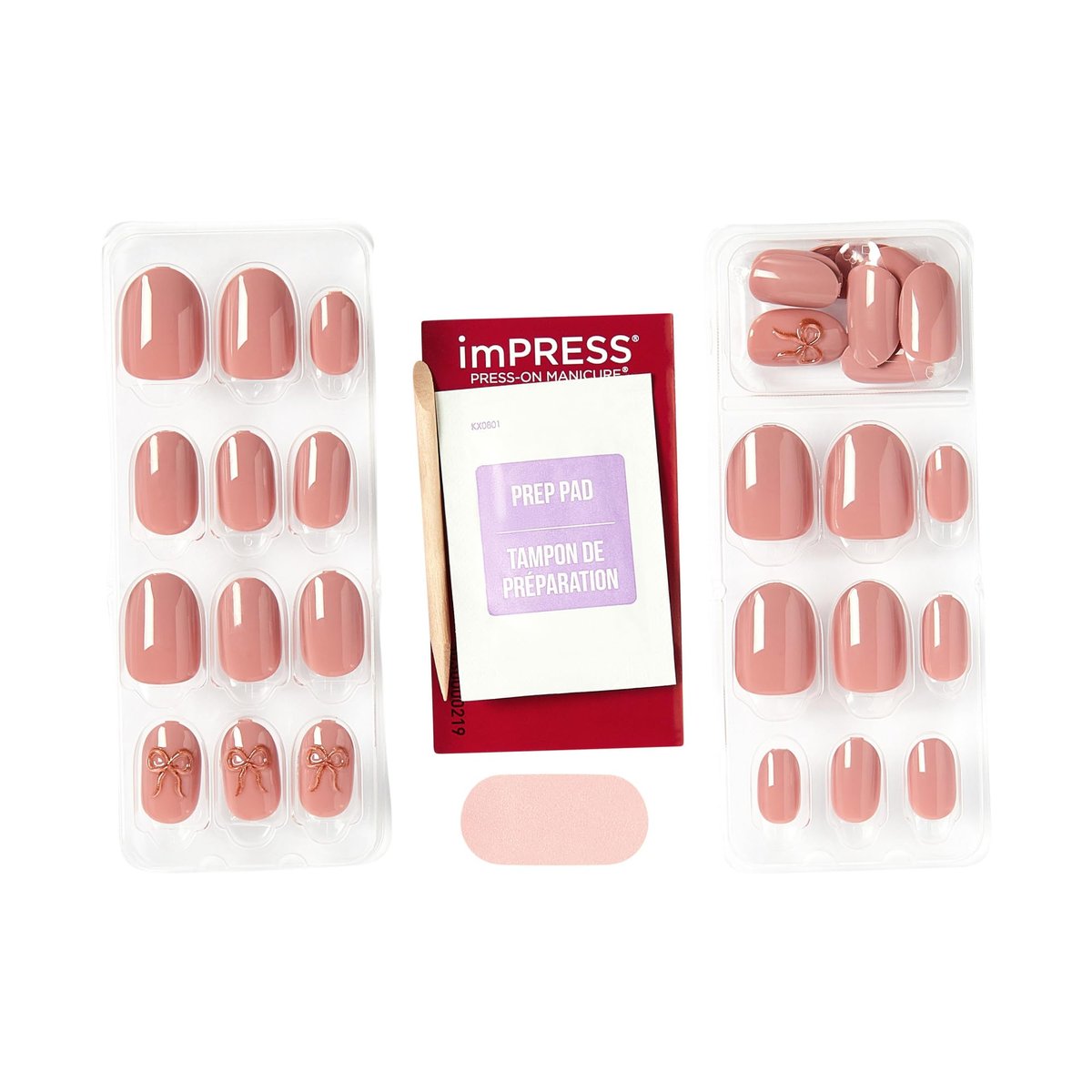 imPRESS Kiss Impress No Glue Mani Press On Nails - 'Close to You' Pink Short Oval Shape - 30 Nails with Prep Pad, File & Stick - görsel 7