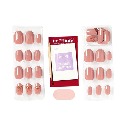 imPRESS Kiss Impress No Glue Mani Press On Nails - 'Close to You' Pink Short Oval Shape - 30 Nails with Prep Pad, File & Stick