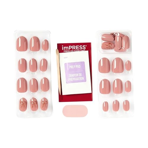 imPRESS Kiss Impress No Glue Mani Press On Nails - 'Close to You' Pink Short Oval Shape - 30 Nails with Prep Pad, File & Stick - görsel 8