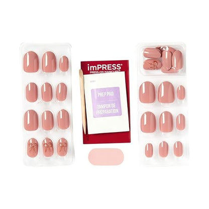 imPRESS Kiss Impress No Glue Mani Press On Nails - 'Close to You' Pink Short Oval Shape - 30 Nails with Prep Pad, File & Stick