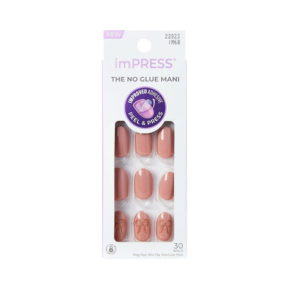 imPRESS Kiss Impress No Glue Mani Press On Nails - 'Close to You' Pink Short Oval Shape - 30 Nails with Prep Pad, File & Stick