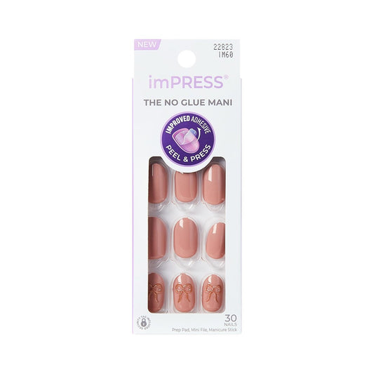 imPRESS Kiss Impress No Glue Mani Press On Nails - 'Close to You' Pink Short Oval Shape - 30 Nails with Prep Pad, File & Stick