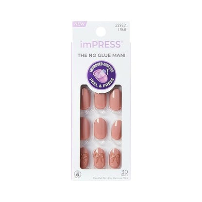 imPRESS Kiss Impress No Glue Mani Press On Nails - 'Close to You' Pink Short Oval Shape - 30 Nails with Prep Pad, File & Stick