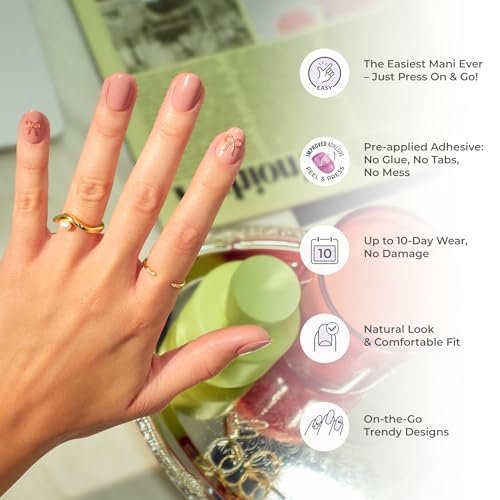 imPRESS Kiss Impress No Glue Mani Press On Nails - 'Close to You' Pink Short Oval Shape - 30 Nails with Prep Pad, File & Stick - görsel 14