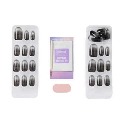 Kiss imPRESS ColorFX No Glue Press On Nails - Best Wishes, Black, Medium Oval (30 Nails + Tools)