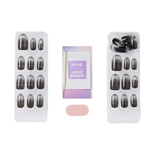 Kiss imPRESS ColorFX No Glue Press On Nails - Best Wishes, Black, Medium Oval (30 Nails + Tools) - görsel 8