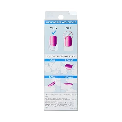 Kiss imPRESS ColorFX No Glue Press On Nails - Best Wishes, Black, Medium Oval (30 Nails + Tools) - görsel 18