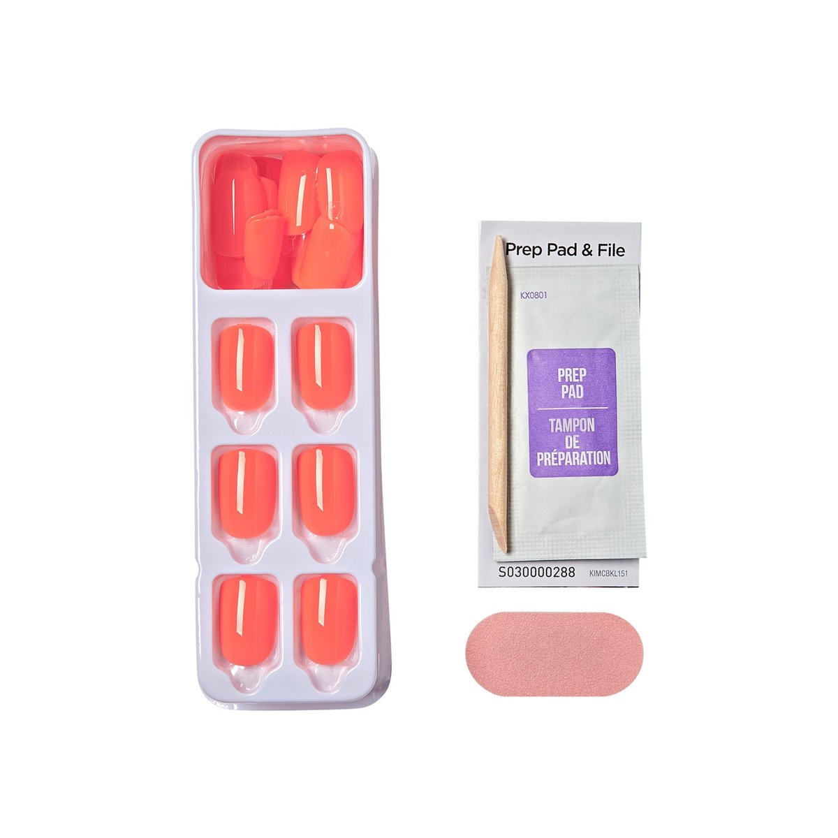 Kiss imPRESS No Glue Mani Press On Nails - Happier Vibes Orange Short Squoval - 30 Nails with Prep Pad, Stick & File - görsel 7