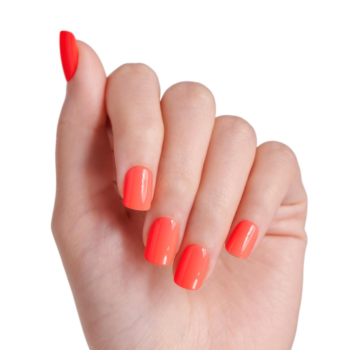 Kiss imPRESS No Glue Mani Press On Nails - Happier Vibes Orange Short Squoval - 30 Nails with Prep Pad, Stick & File - görsel 3