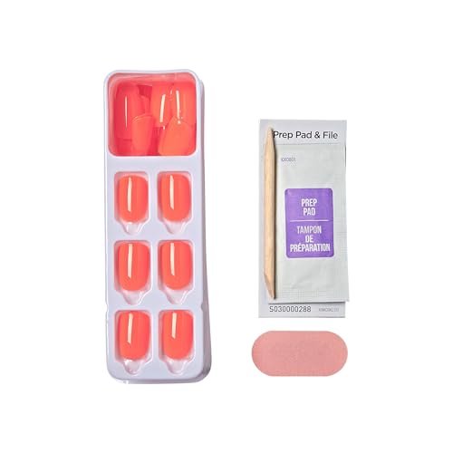 Kiss imPRESS No Glue Mani Press On Nails - Happier Vibes Orange Short Squoval - 30 Nails with Prep Pad, Stick & File - görsel 8