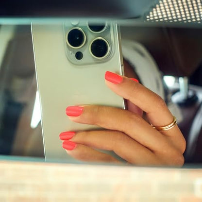 Kiss imPRESS No Glue Mani Press On Nails - Happier Vibes Orange Short Squoval - 30 Nails with Prep Pad, Stick & File