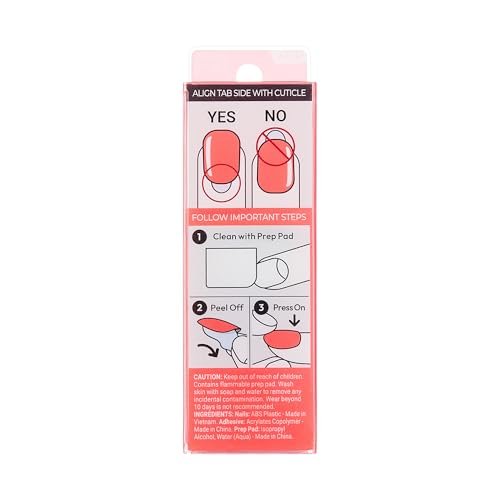 Kiss imPRESS No Glue Mani Press On Nails - Happier Vibes Orange Short Squoval - 30 Nails with Prep Pad, Stick & File - görsel 18