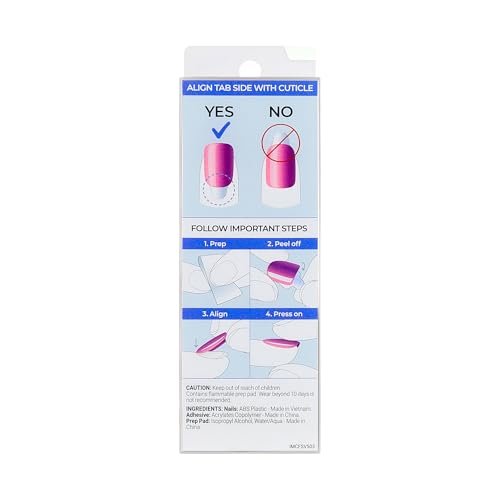 Kiss imPRESS ColorFX No Glue Press On Nails - Best Wishes, Black, Medium Oval (30 Nails + Tools) - görsel 14