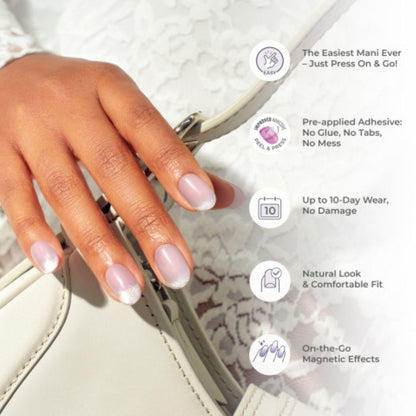 imPRESS ColorFX 'Boundless' Press On Nails - Short Pink Oval, No Glue Needed, 30 Nails