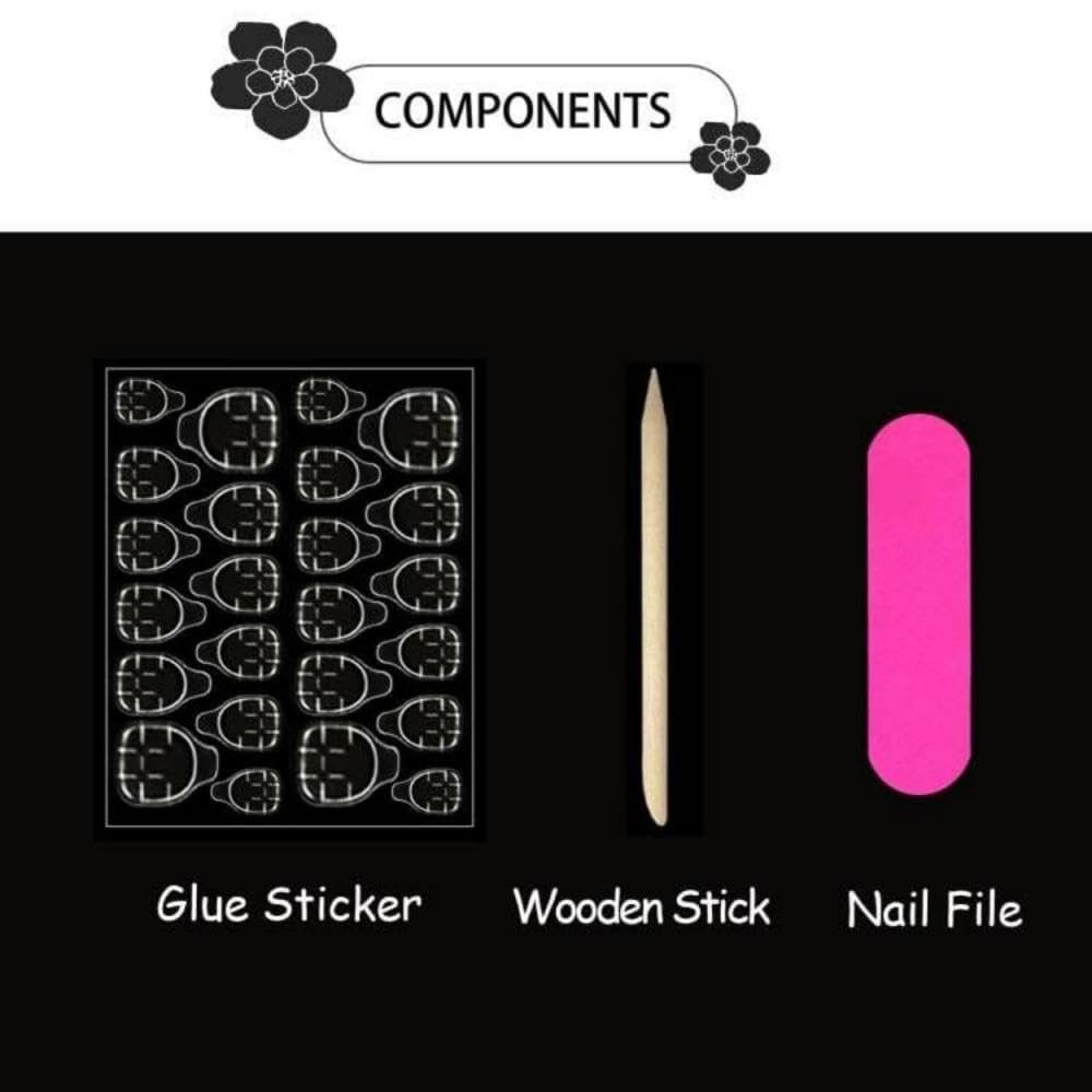 Press on Nails Short Square Fake Nails with Red Hearts Design Glossy White French Tips Electroplate Chrome False Nail for Women Valentines Manicure 30Pcs - görsel 11