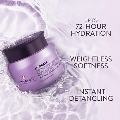 Pureology Hydrate Hair Treatment Mask - Deep Conditioning Mask for Dry or Color-Treated Hair, Instant Shine & Detangling Avelisse