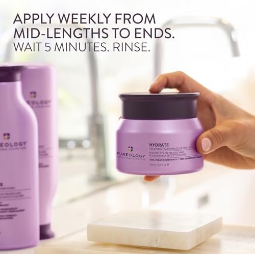 Pureology Hydrate Hair Treatment Mask - Deep Conditioning Mask for Dry or Color-Treated Hair, Instant Shine & Detangling Avelisse