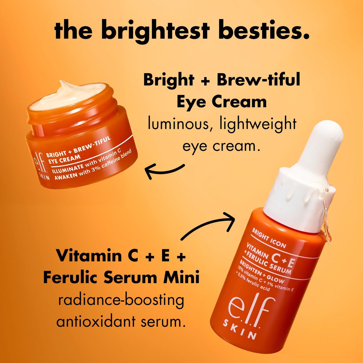 e.l.f. SKIN Brightest Besties Duo: Travel-Sized Brightening Face Serum & Vitamin C Eye Cream Set Avelisse