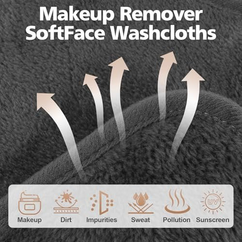 INFICRIME Makeup Remover Cloth - 12 Pack Ultra Soft Reusable Microfiber Towels, 6x6 Inch, Grey - görsel 4