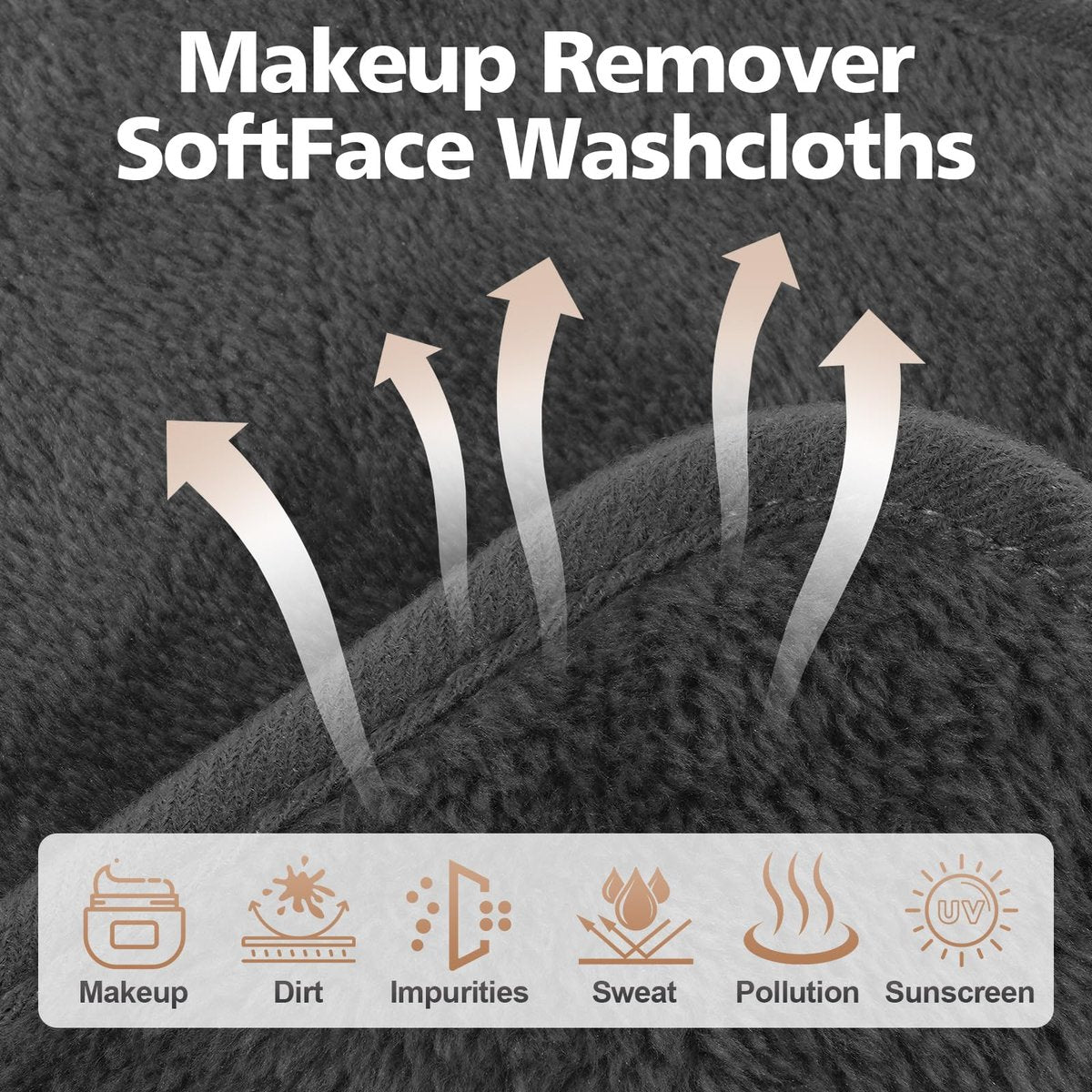 INFICRIME Makeup Remover Cloth - 12 Pack Ultra Soft Reusable Microfiber Towels, 6x6 Inch, Grey - görsel 3