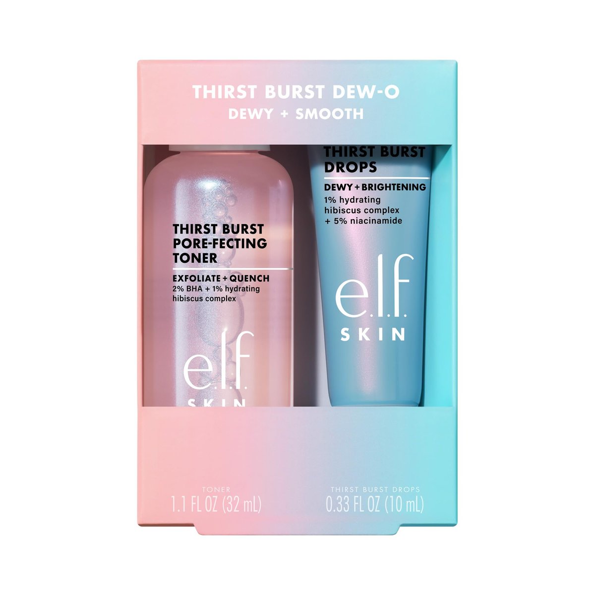e.l.f. SKIN Thirst Burst Dew-O Travel-Sized Skincare Set – Exfoliating Toner & Hydrating Serum for a Dewy Glow - görsel 1