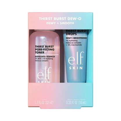 e.l.f. SKIN Thirst Burst Dew-O Travel-Sized Skincare Set – Exfoliating Toner & Hydrating Serum for a Dewy Glow