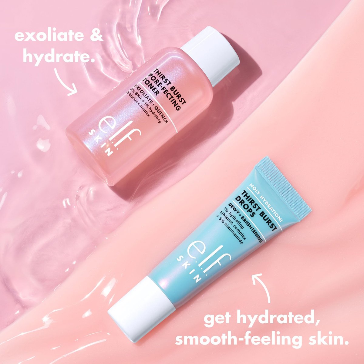 e.l.f. SKIN Thirst Burst Dew-O Travel-Sized Skincare Set – Exfoliating Toner & Hydrating Serum for a Dewy Glow - görsel 3