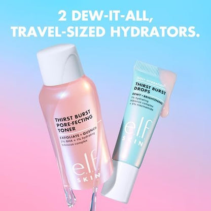 e.l.f. SKIN Thirst Burst Dew-O Travel-Sized Skincare Set – Exfoliating Toner & Hydrating Serum for a Dewy Glow