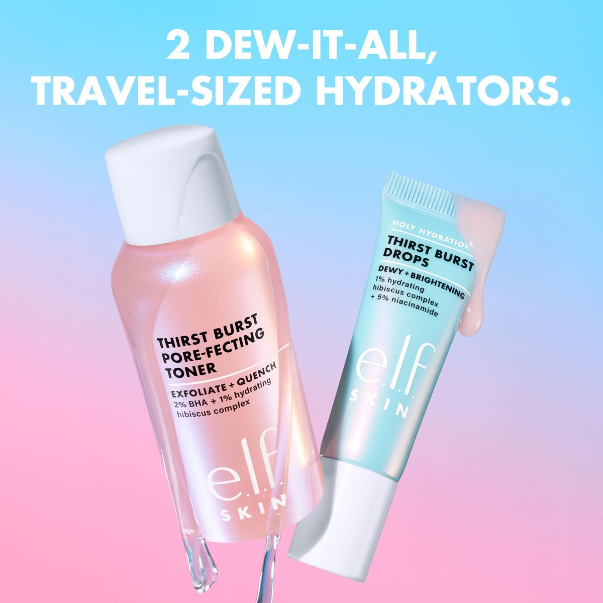 e.l.f. SKIN Thirst Burst Dew-O Travel-Sized Skincare Set – Exfoliating Toner & Hydrating Serum for a Dewy Glow - görsel 5