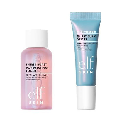 e.l.f. SKIN Thirst Burst Dew-O Travel-Sized Skincare Set – Exfoliating Toner & Hydrating Serum for a Dewy Glow