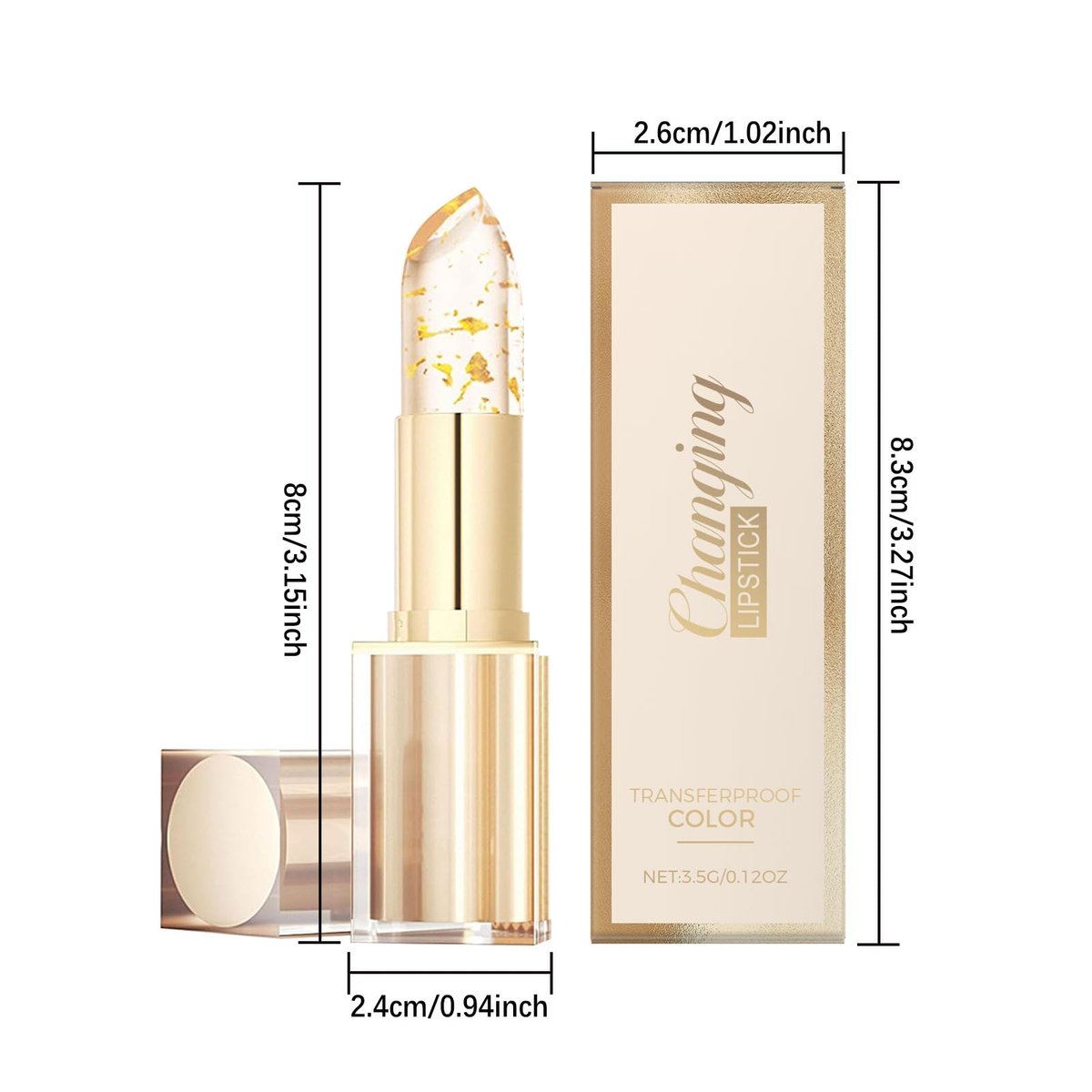 TIMLIFE 2-Pack Transferproof Color Changing Lipstick – Gold Crystal pH Lipstick, Clear to Pink Long Lasting Moisturizing Glossy Lip Gloss for Women Avelisse