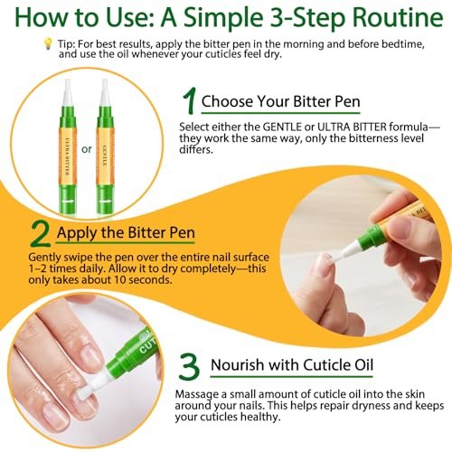 Econail 3-in-1 Nail Biting Prevention Kit for Kids & Adults - Extra Strength Bitter Polish + Gentle Bitter Polish + Cuticle Oil, Fast Drying Formula Stops Nail Biting & Thumb Sucking (0.3 Fl Oz, Pack of 1) - görsel 12