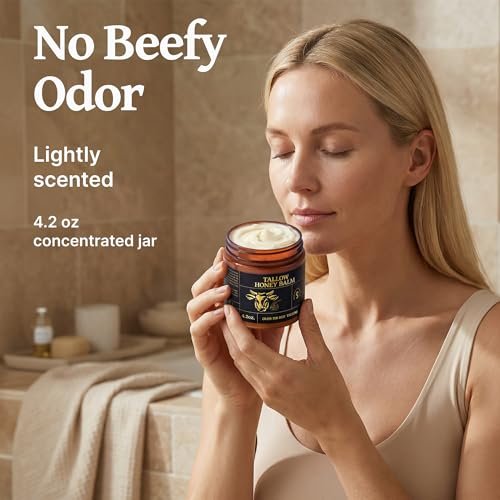 Grass-fed Whipped Beef Tallow Honey Balm for Face with Beeswax - Rich in Vitamins A, D, E, and K - Nourishing Face and Body Moisturizer, 4.2 oz (Scented) - görsel 14