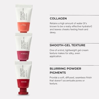 Glossier Mini Cloud Paint Blush Trio Holiday Gift Set: Crimson, Glisten & Afterglow Avelisse