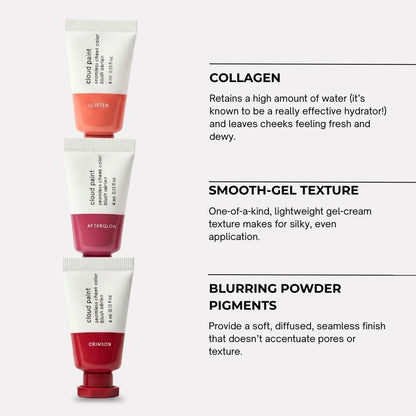 Glossier Mini Cloud Paint Blush Trio Holiday Gift Set: Crimson, Glisten & Afterglow Avelisse