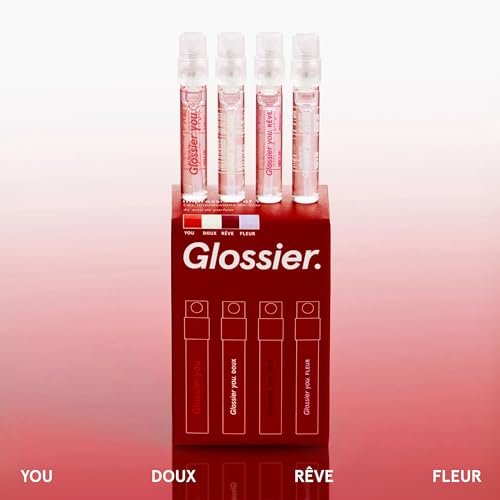Glossier You Mini Wardrobe Fragrance Set – 4 Unisex Travel Size Eau de Parfum for Women & Men – Skin-Scent Enhancer Perfume Sampler, Smells Different on Everyone – You, Fleur, Doux, Rêve – 1.5ml Each - görsel 4