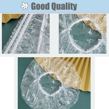 100 Pack Disposable Shower Caps - Large 20 inch / 50 cm - Unisex Plastic Hair Caps for Deep Conditioning, Waterproof for Women & Men - Thin Design