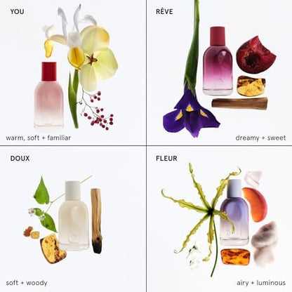 Glossier You Fleur Eau de Parfum Duo Gift Set - Unisex Fresh Floral Perfume with Ylang-Ylang, Apricot Skin & Ambrox - 50ml + 8ml Travel Spray Avelisse