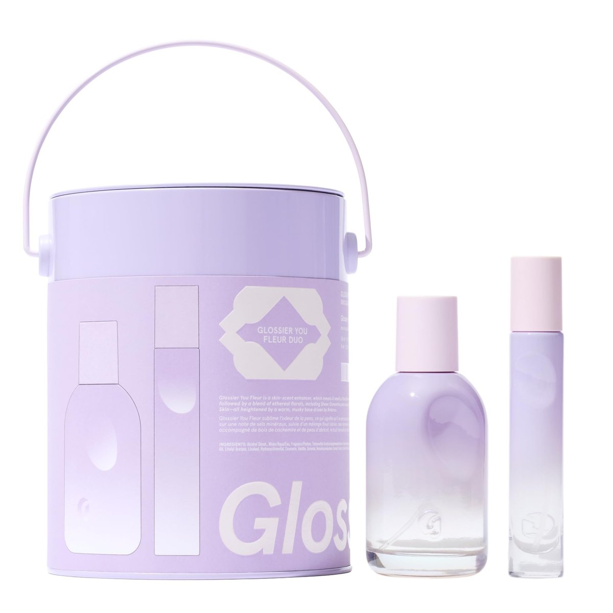 Glossier You Fleur Eau de Parfum Duo Gift Set - Unisex Fresh Floral Perfume with Ylang-Ylang, Apricot Skin & Ambrox - 50ml + 8ml Travel Spray Avelisse