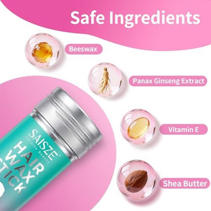 SAISZE Hair Wax Stick - Fly Away Tamer for Women & Kids, Bun Maker & Styling Cream, 2.7 Oz