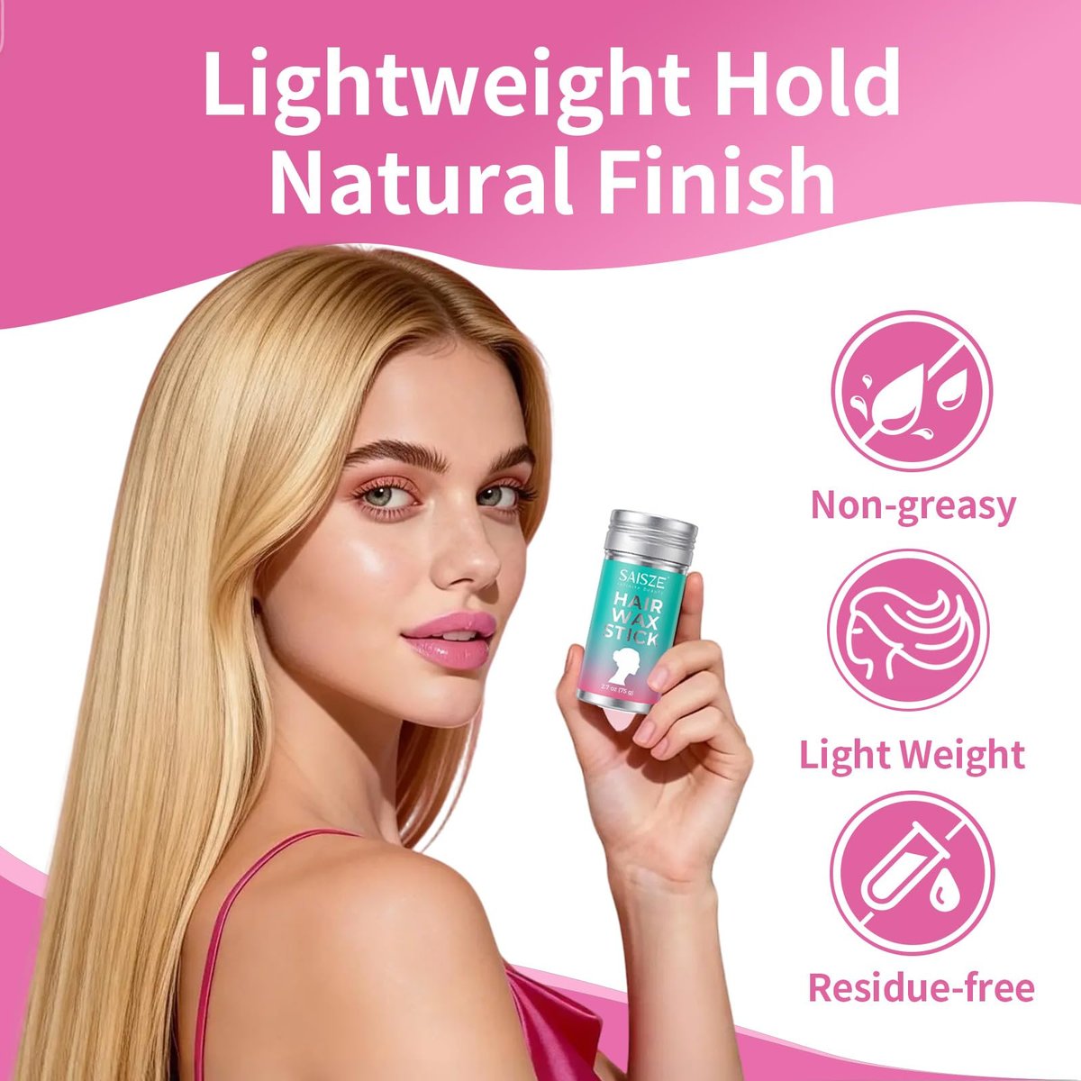 SAISZE Hair Wax Stick - Fly Away Tamer for Women & Kids, Bun Maker & Styling Cream, 2.7 Oz - görsel 9