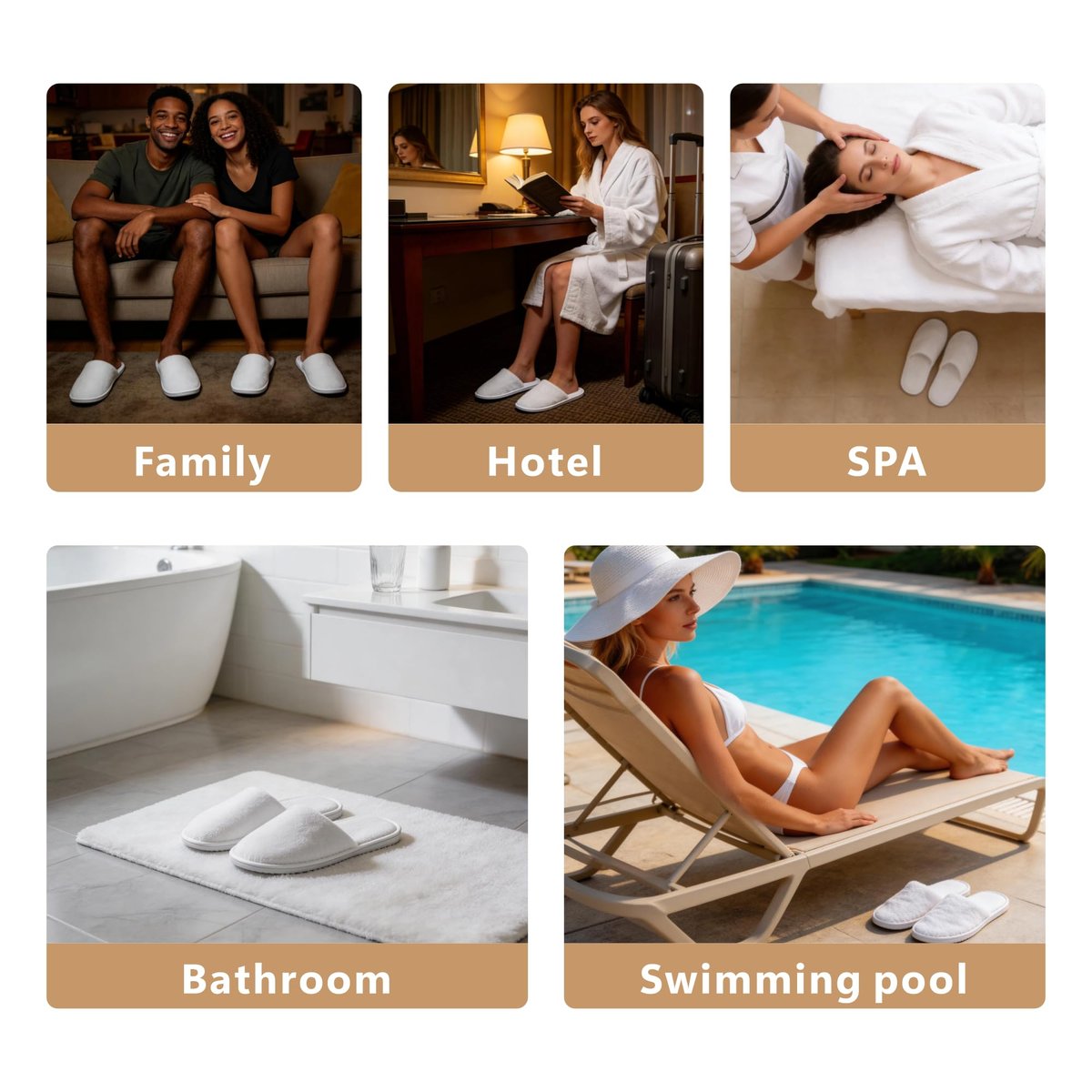 sloiuih 12 Pairs Disposable Slippers for Hotel Guests, Non-Slip Comfortable Slippers for Women & Men, Breathable Indoor Outdoor Home Spa Travel Essentials Avelisse