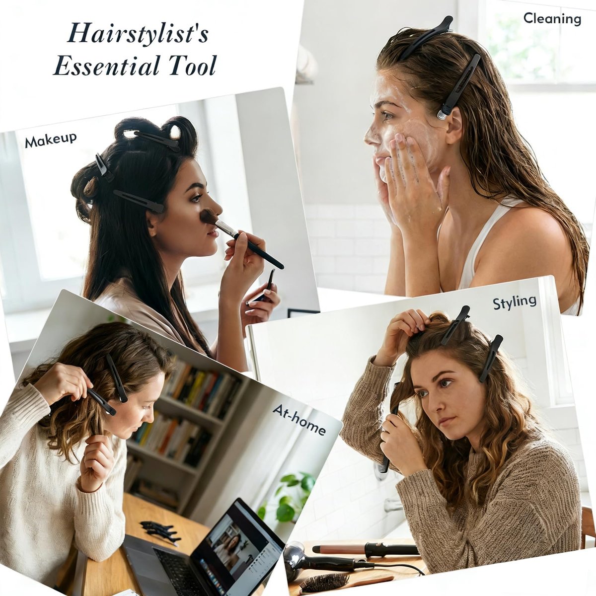 FEEHOPE 12-Pack 4.3" Long Hair Sectioning Clips – Creaseless Non-Slip Silicone Band Hair Styling Clips for Cutting, Rollers & Salon Use - görsel 9