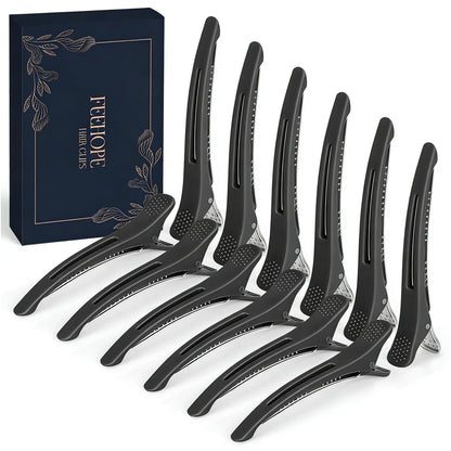 FEEHOPE 12-Pack 4.3" Long Hair Sectioning Clips – Creaseless Non-Slip Silicone Band Hair Styling Clips for Cutting, Rollers & Salon Use