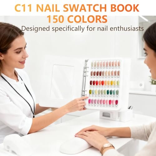 I·B·N G Upgraded Nail Color Swatches Book – 150 Detachable Nail Polish Display with Clear Nail Tips, White C11 Avelisse