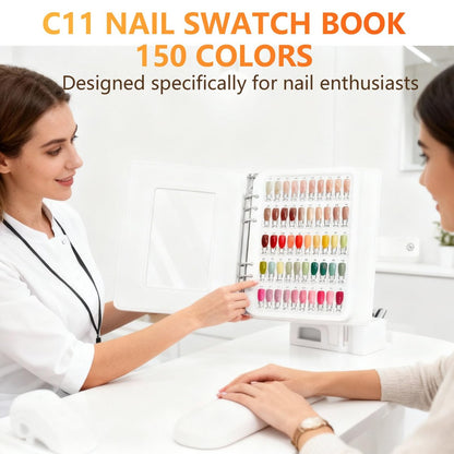 I·B·N G Upgraded Nail Color Swatches Book – 150 Detachable Nail Polish Display with Clear Nail Tips, White C11 Avelisse