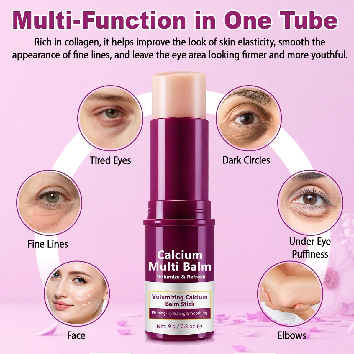 ISUNRISE Calcium Volume Multi Balm Stick 2-Pack - Collagen Intensive Repair Moisturizing Stick for Anti-Aging, Firming, Hydrating & Smoothing Face, Eyes & Neck (9g Each) - görsel 9