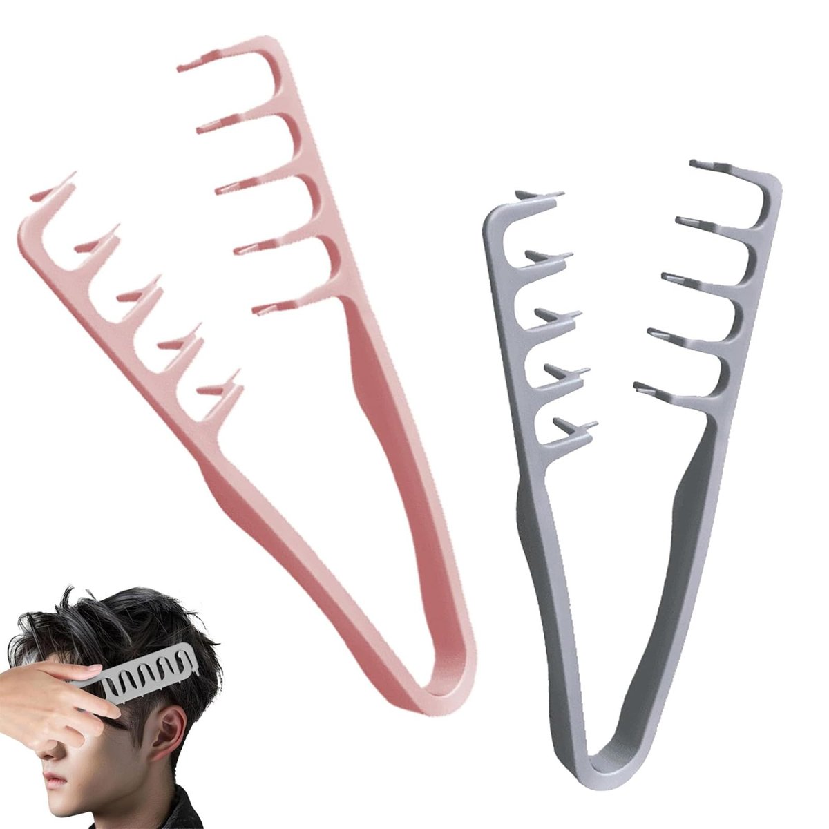 2-Piece Texture Comb Set – Volumizing Wide-Tooth Styling Comb for Fluffy Curly Hair, Anti-Frizz Fringe Parting Tool for Men & Women Avelisse